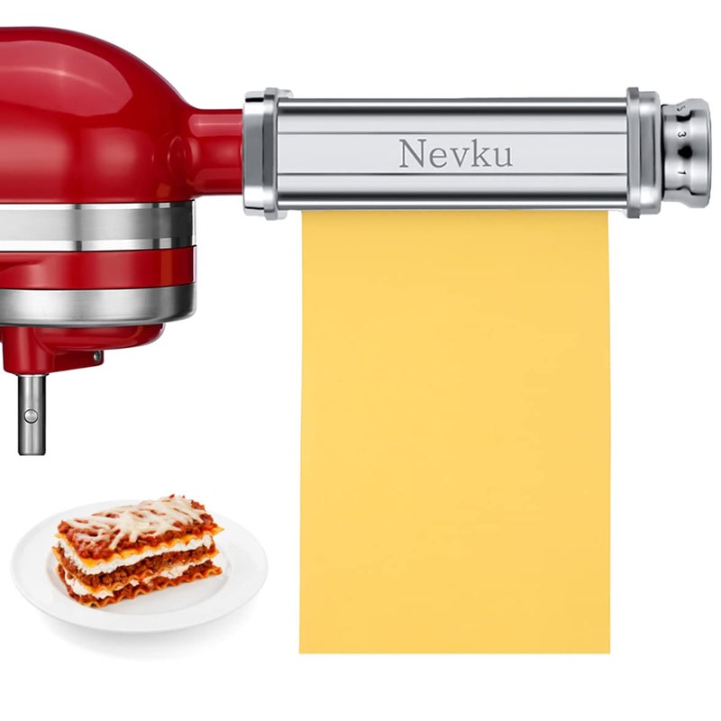 NEVKU Pasta Roller Attachment for KitchenAid Stand Mixer, Stainless steel Pasta Roller Attachment with 8 Adjustable thickness knob, Stainless Steel Pasta Maker accessory Machine - Image 1